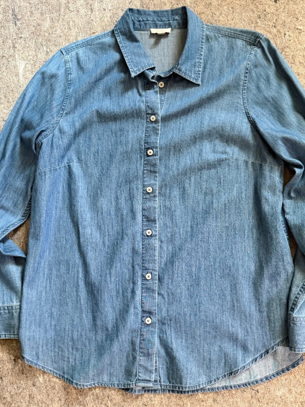Talbots Denim Modern Classic Shirt - Medium Blue Wash Medium Petite MP